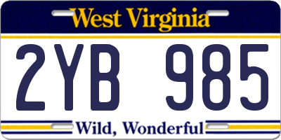 WV license plate 2YB985