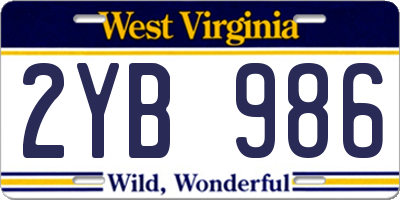 WV license plate 2YB986