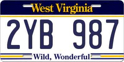 WV license plate 2YB987