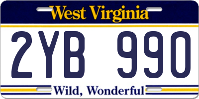 WV license plate 2YB990