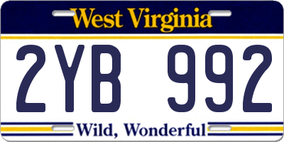 WV license plate 2YB992
