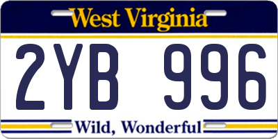 WV license plate 2YB996