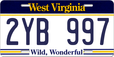 WV license plate 2YB997
