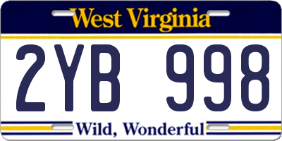 WV license plate 2YB998