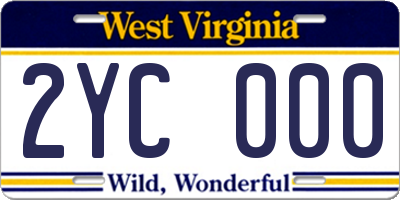 WV license plate 2YC000