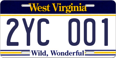 WV license plate 2YC001