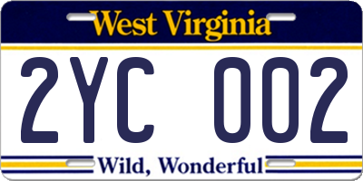 WV license plate 2YC002