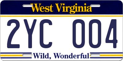 WV license plate 2YC004