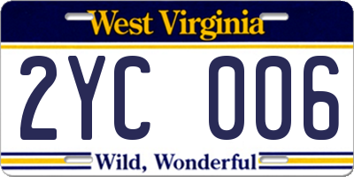 WV license plate 2YC006