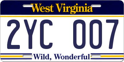 WV license plate 2YC007