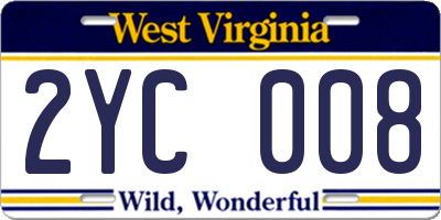 WV license plate 2YC008