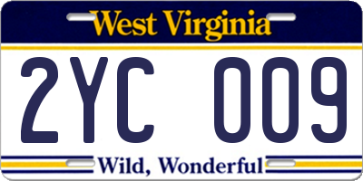 WV license plate 2YC009