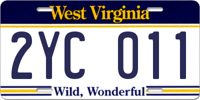 WV license plate 2YC011