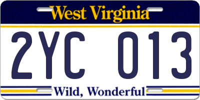 WV license plate 2YC013