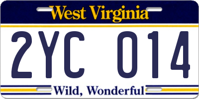 WV license plate 2YC014