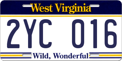 WV license plate 2YC016