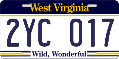 WV license plate 2YC017