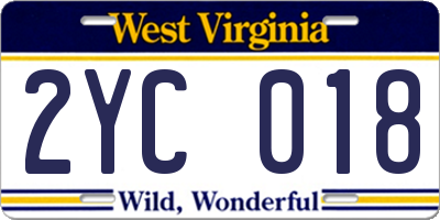 WV license plate 2YC018