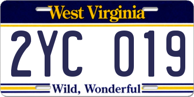 WV license plate 2YC019