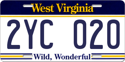 WV license plate 2YC020