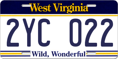 WV license plate 2YC022