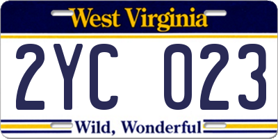 WV license plate 2YC023