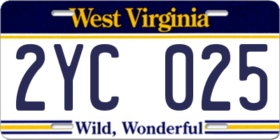 WV license plate 2YC025