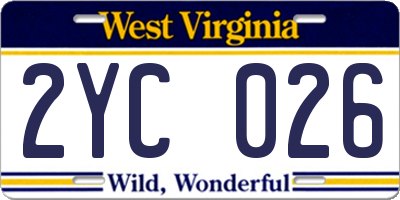 WV license plate 2YC026
