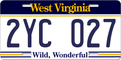 WV license plate 2YC027