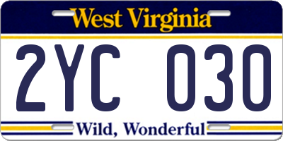 WV license plate 2YC030