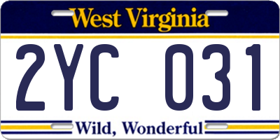 WV license plate 2YC031