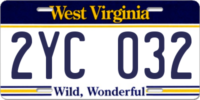 WV license plate 2YC032