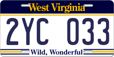 WV license plate 2YC033