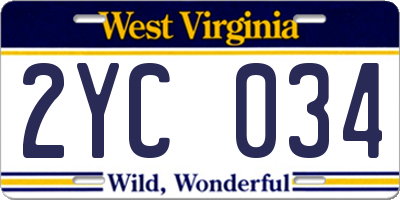 WV license plate 2YC034