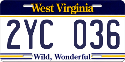 WV license plate 2YC036