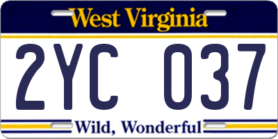 WV license plate 2YC037