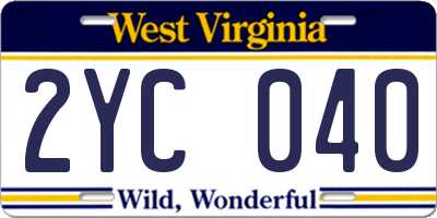 WV license plate 2YC040