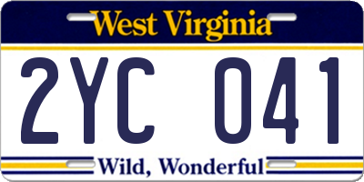 WV license plate 2YC041