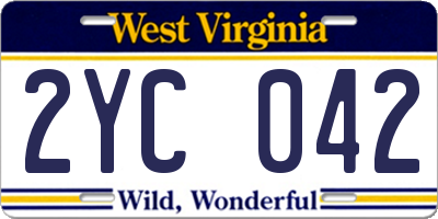 WV license plate 2YC042