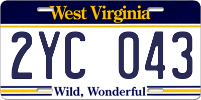 WV license plate 2YC043