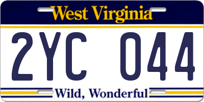 WV license plate 2YC044