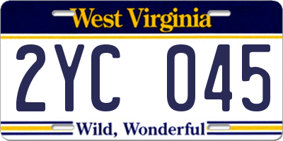 WV license plate 2YC045