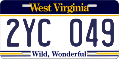 WV license plate 2YC049