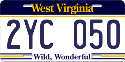 WV license plate 2YC050