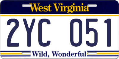 WV license plate 2YC051