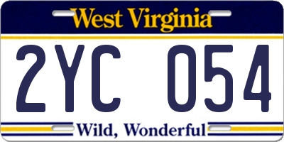 WV license plate 2YC054
