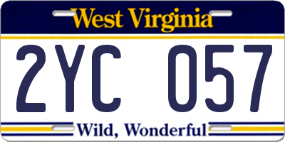 WV license plate 2YC057