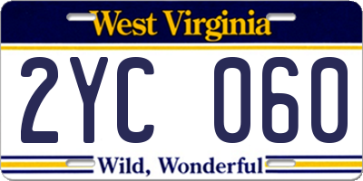WV license plate 2YC060