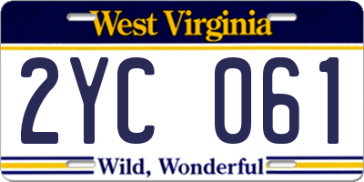 WV license plate 2YC061