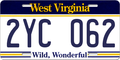 WV license plate 2YC062